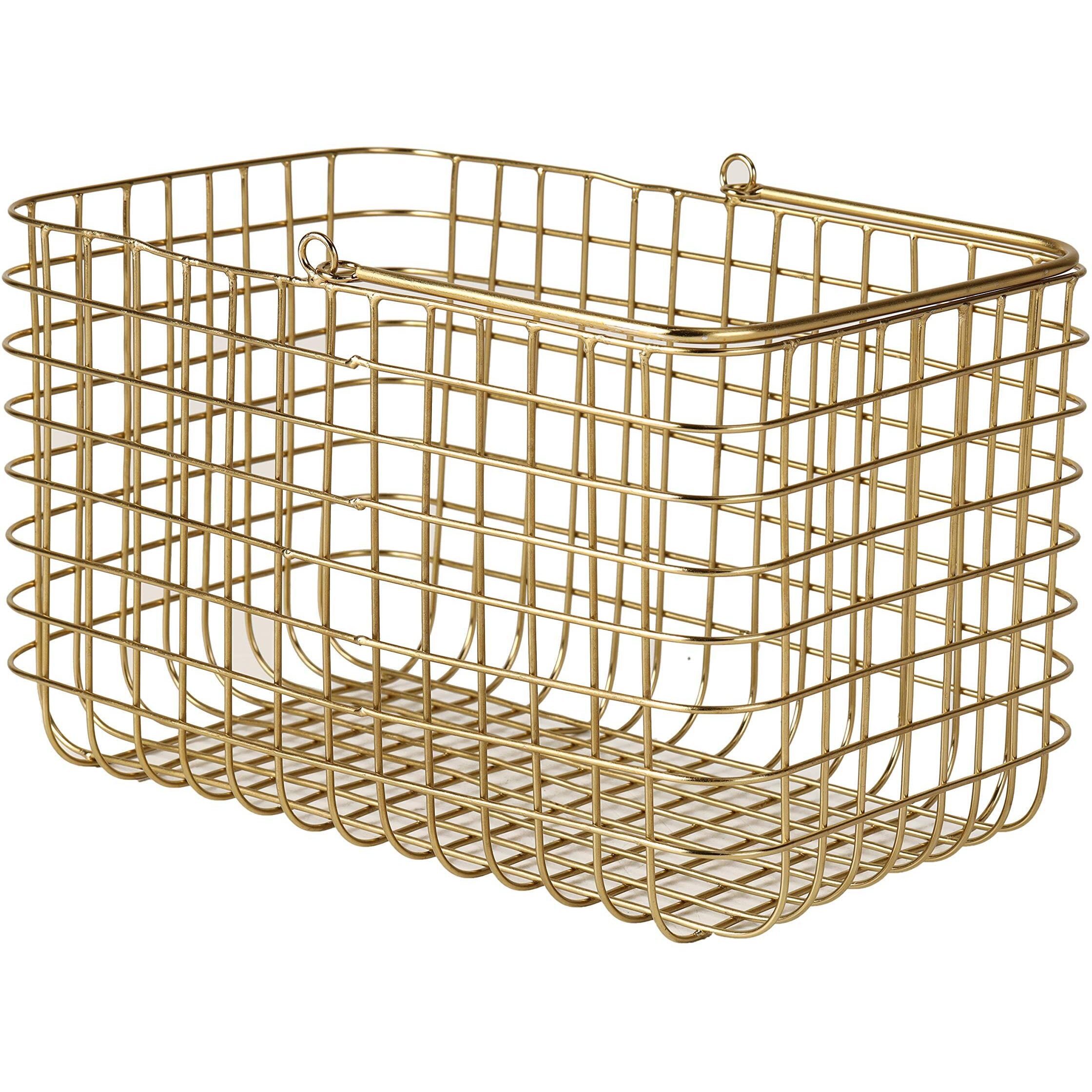 Craft Brio -A TRENDY HANDICRAFTS Wire Metal Square Decorative Diwali Gifting Basket Gold Finish (Size - 10 x 8 x 7 Ht)