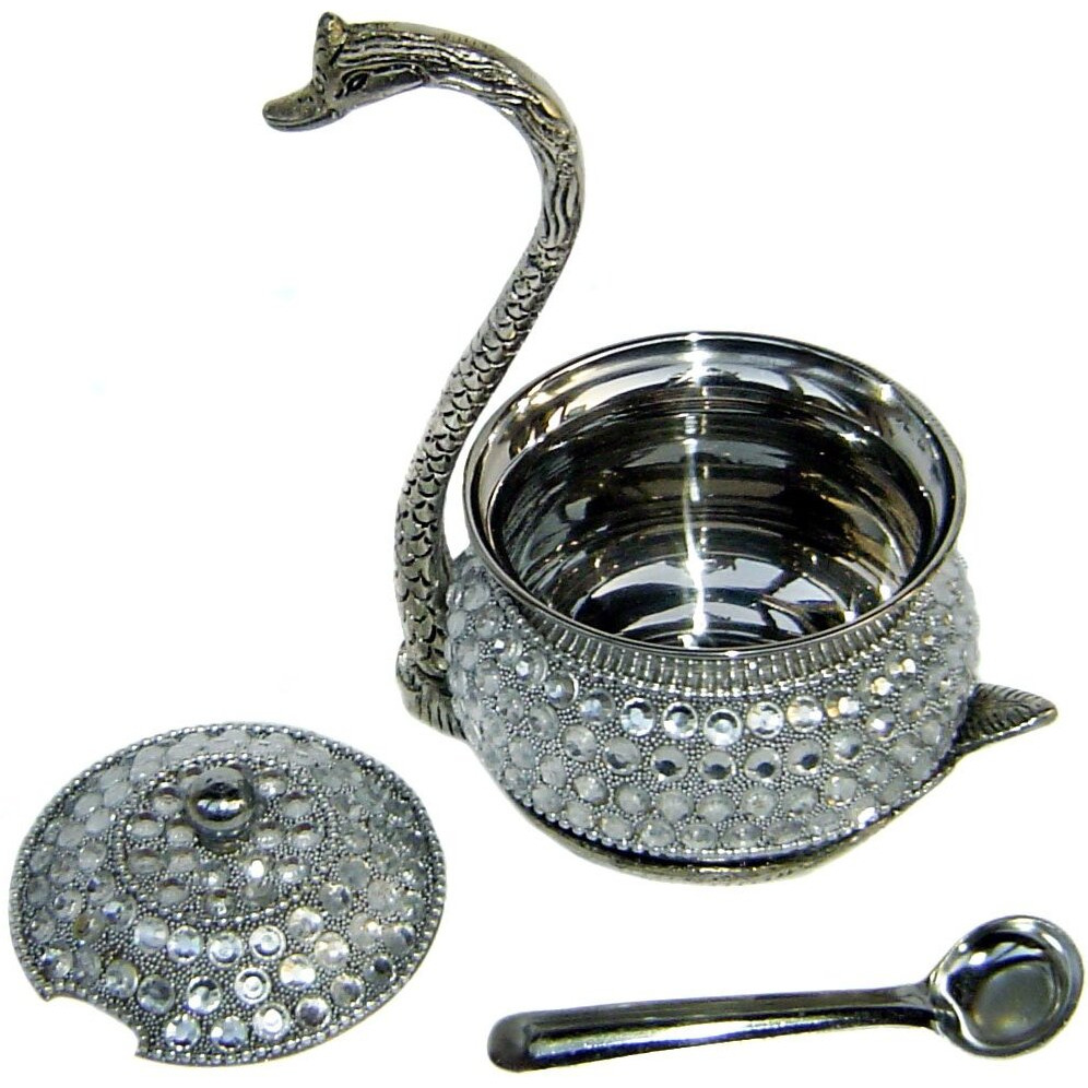Rastogi Handicrafts Steel Decorative Platter Diwali Gifts Christmas Gift Dry Fruit Bowl (Silver) (2)