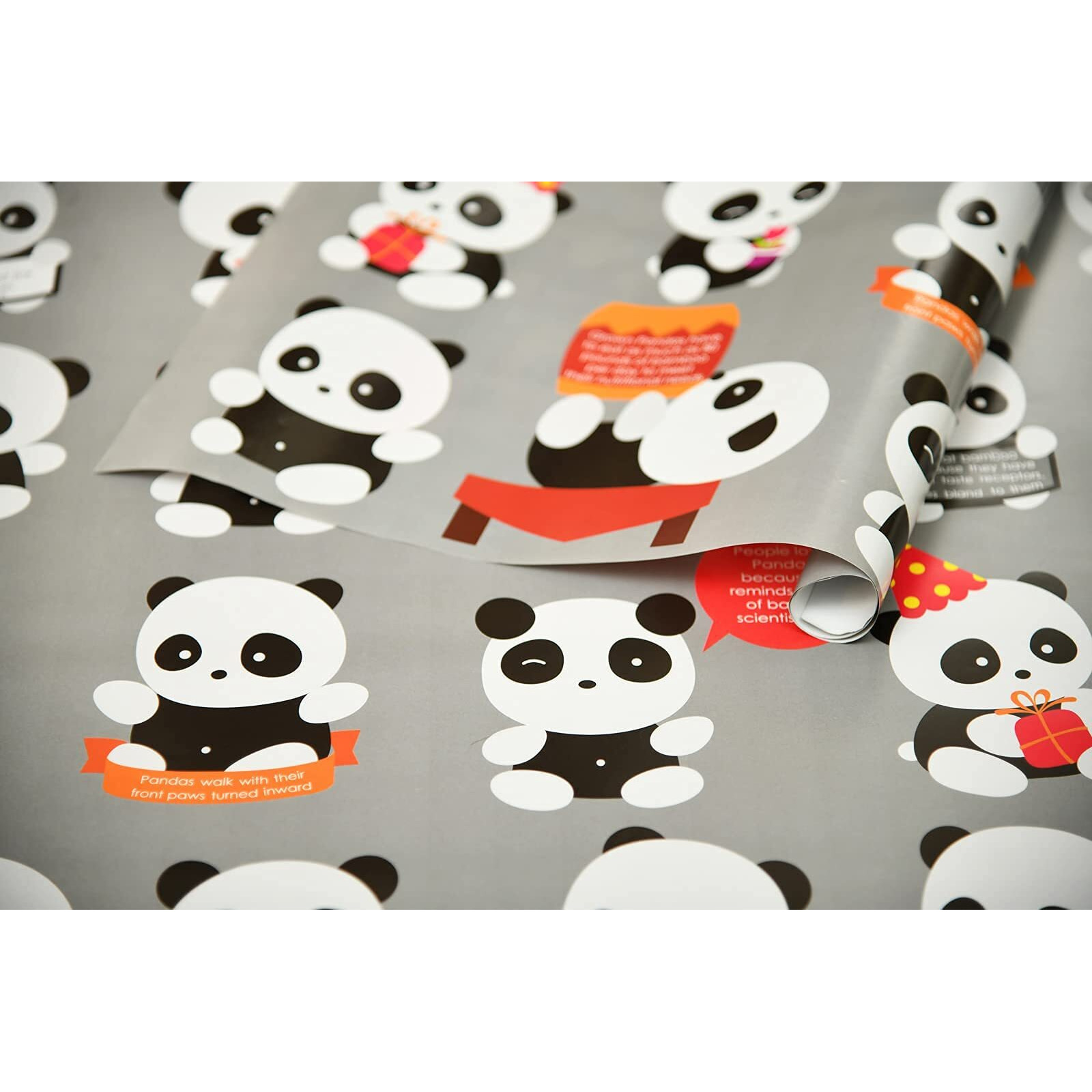 eVincE - thoughtful PRESENTations Kids Panda Gift Wrapping Paper, Thick Wrapper Cute Set of 5 Sheets (Assorted Colour, 70x50 cm) for Kids Birthday, Diwali and more