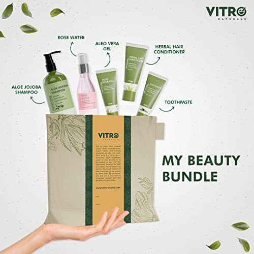 Vitro MY BEAUTY BUNDLE Skin Care Gift Set For Men & Women | Combo of Toothpaste, Rose Water, Aloe Vera Gel, Aloe Jojoba Shampoo, Herbal Hair Conditioner Gift Set For Birthday, Anniversay, Wedding, Diwali Gift Hamper