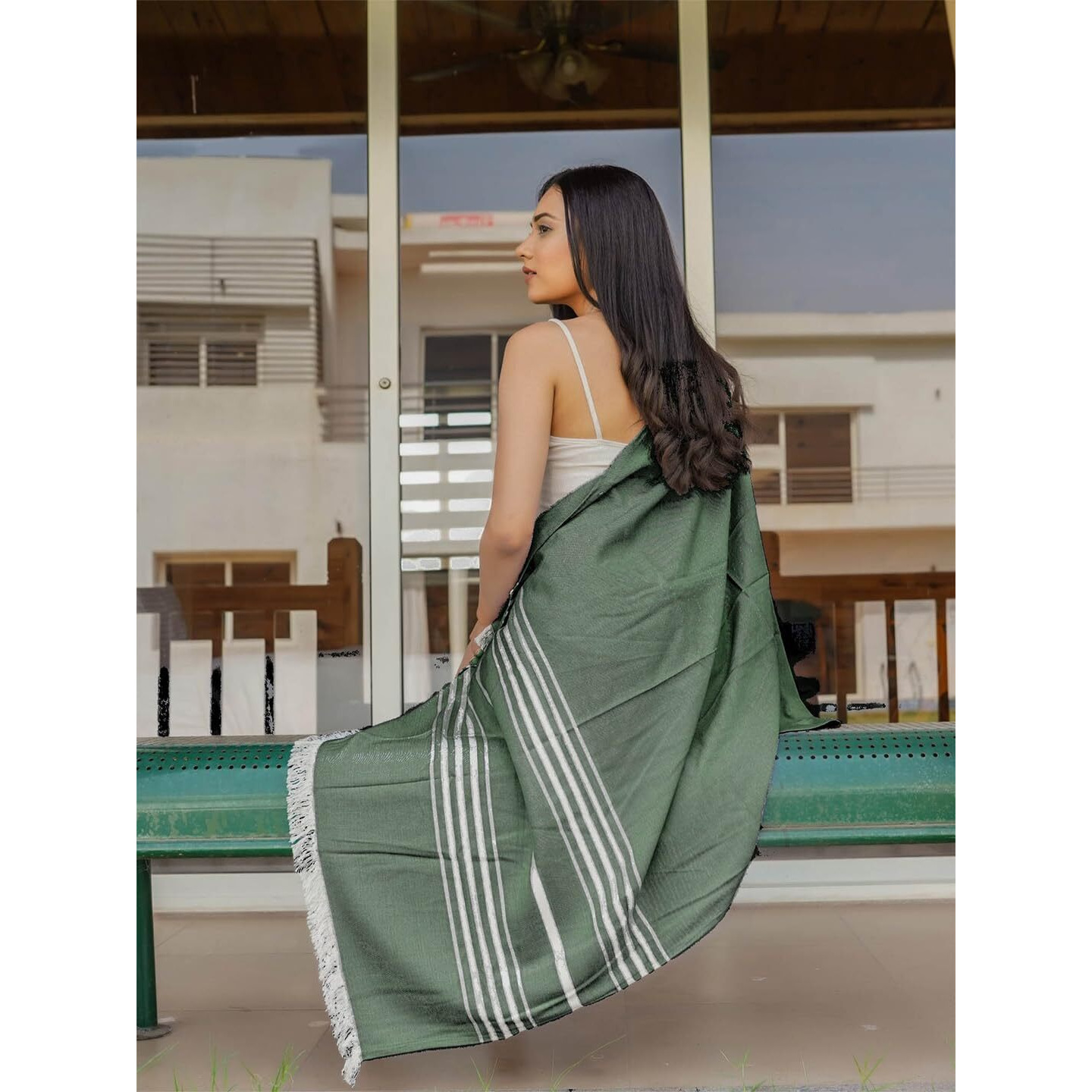 Mush Bamboo Turkish Towel Set Perfect Diwali, Wedding, Housewarming, Couples. Soft, Absorbent, Compact, Travel, Gym, Beach, Pool, Yoga (2 Gift Box  Lavender - Dark Green)