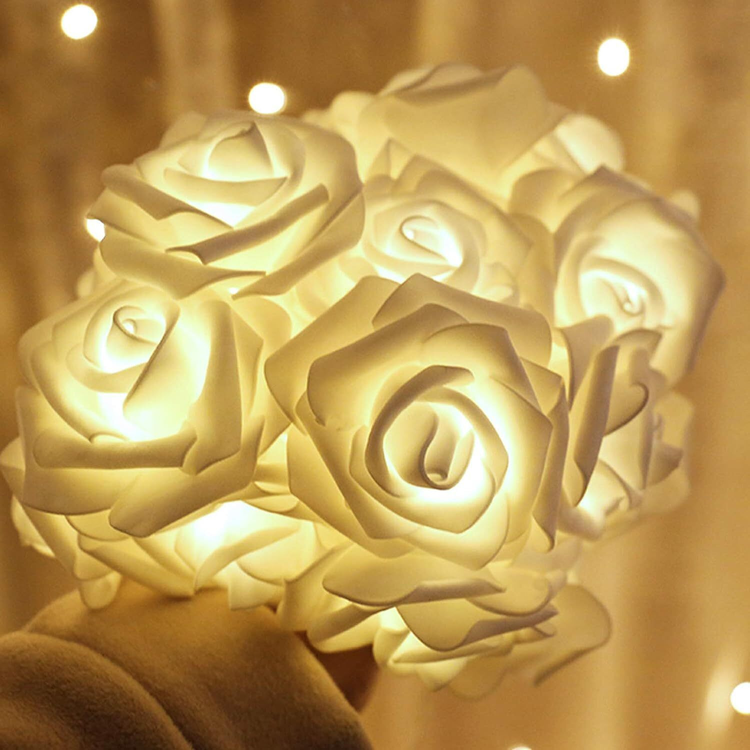 Gesto Rose Flower Led Serial String Lights - |10 Feet 14 Led Rose Lights for Home Decoration | Indoor Outdoor | Mandir Decoration, Diwali decoration items for home decor, Christmas Decoration