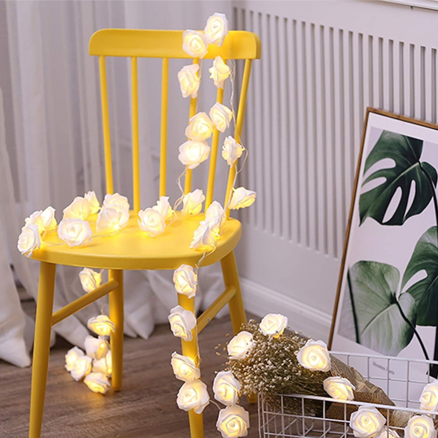 Gesto Rose Flower Led Serial String Lights - |10 Feet 14 Led Rose Lights for Home Decoration | Indoor Outdoor | Mandir Decoration, Diwali decoration items for home decor, Christmas Decoration
