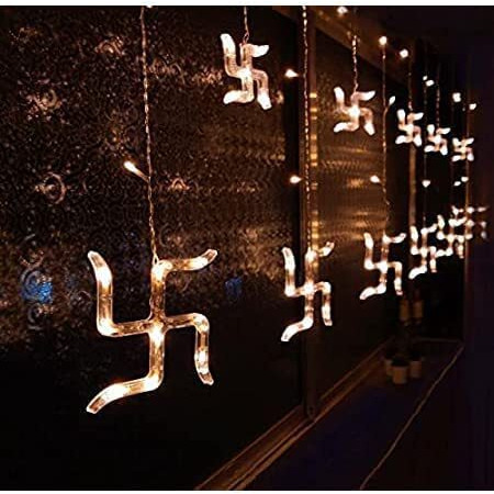 Gesto 8 Feet 12 Swastik Light for Decoration - 8 Flashing Modes Swastik Light for mandir | Window Swastik Led Lights for Door Entrance | for Diwali Decoration,Pooja Room Decoration,Mandir Decoration