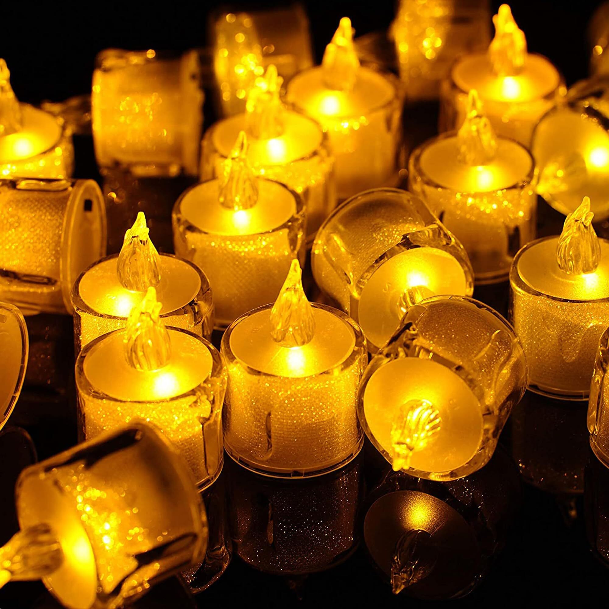 Ein Sof Electric Candle Diyas, 24 Pcs Flameless LED Candles, Decorative Tealight for Home Decoration, Christmas, Diwali, Birthdays, Battery Operated Small Lamps - Warm White