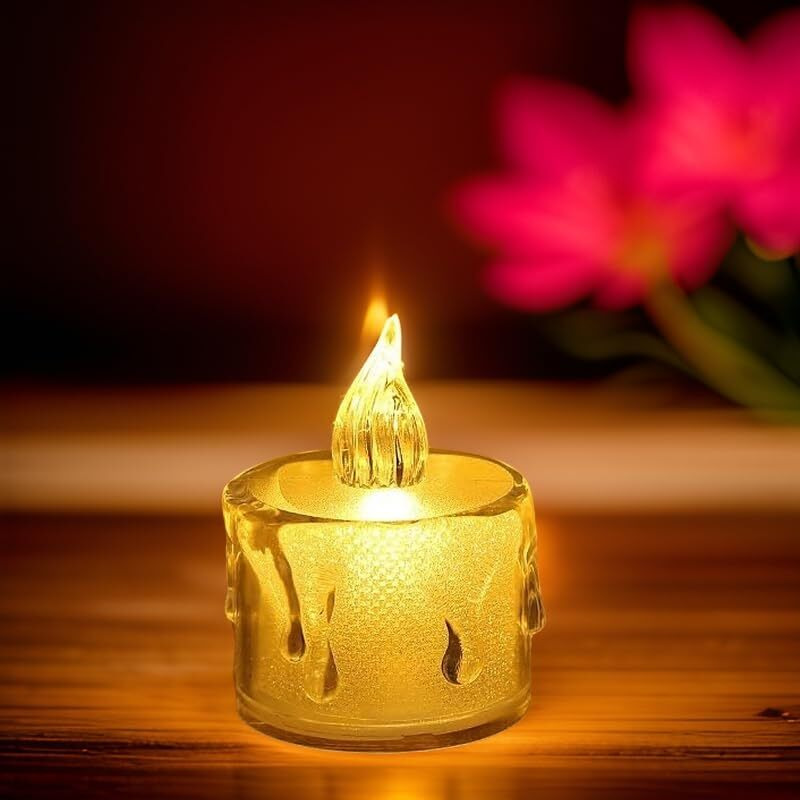 Ein Sof Electric Candle Diyas, 24 Pcs Flameless LED Candles, Decorative Tealight for Home Decoration, Christmas, Diwali, Birthdays, Battery Operated Small Lamps - Warm White