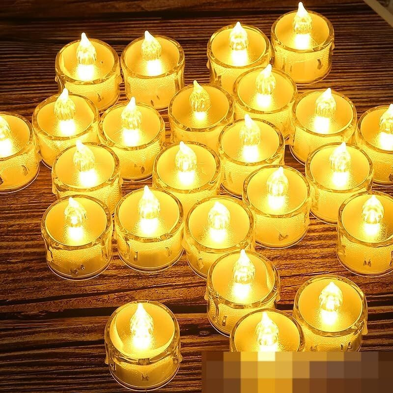Ein Sof Electric Candle Diyas, 24 Pcs Flameless LED Candles, Decorative Tealight for Home Decoration, Christmas, Diwali, Birthdays, Battery Operated Small Lamps - Warm White