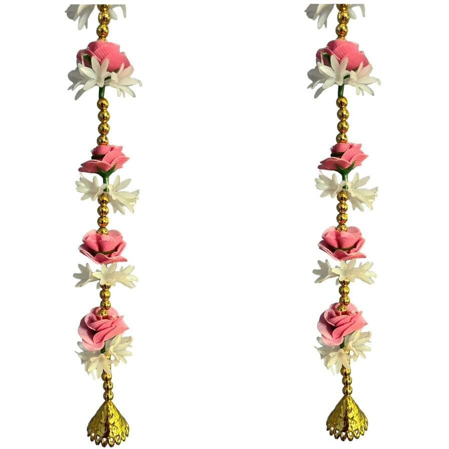 CROWNNIMREET 5 Feet Artificial Foam Flower Toran Long, Garland For Decoration Festival Navratri, Diwali, Marriages, Temple And Home/Office Inauguration (Pink, Pack Of 2), 10 CM