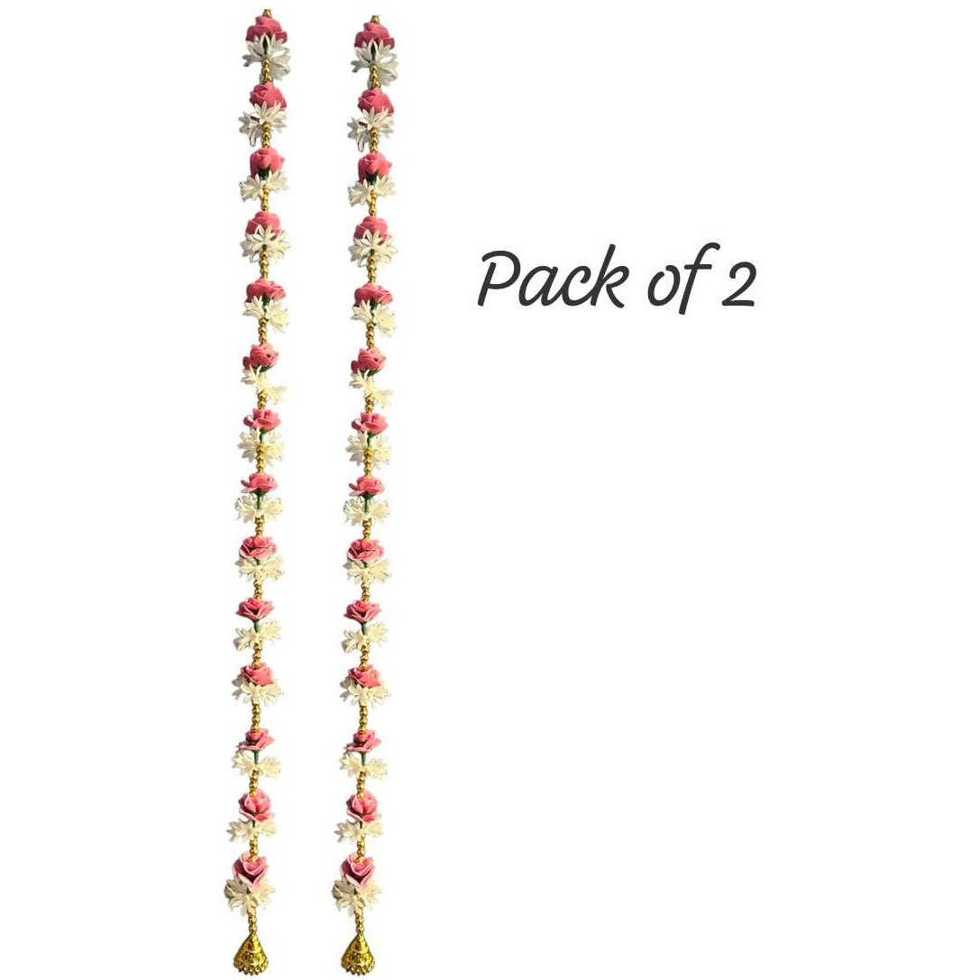 CROWNNIMREET 5 Feet Artificial Foam Flower Toran Long, Garland For Decoration Festival Navratri, Diwali, Marriages, Temple And Home/Office Inauguration (Pink, Pack Of 2), 10 CM