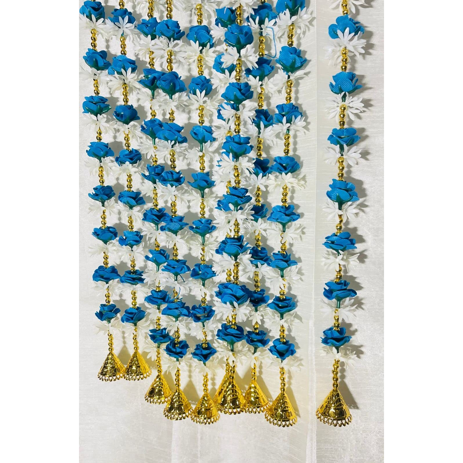 CROWNNIMREET 5 Feet Artificial Foam Flower Toran Long, Garland for Decoration Festival Navratri, Diwali, Marriages, Temple and Home/Office Inauguration (Blue, Pack of 5)