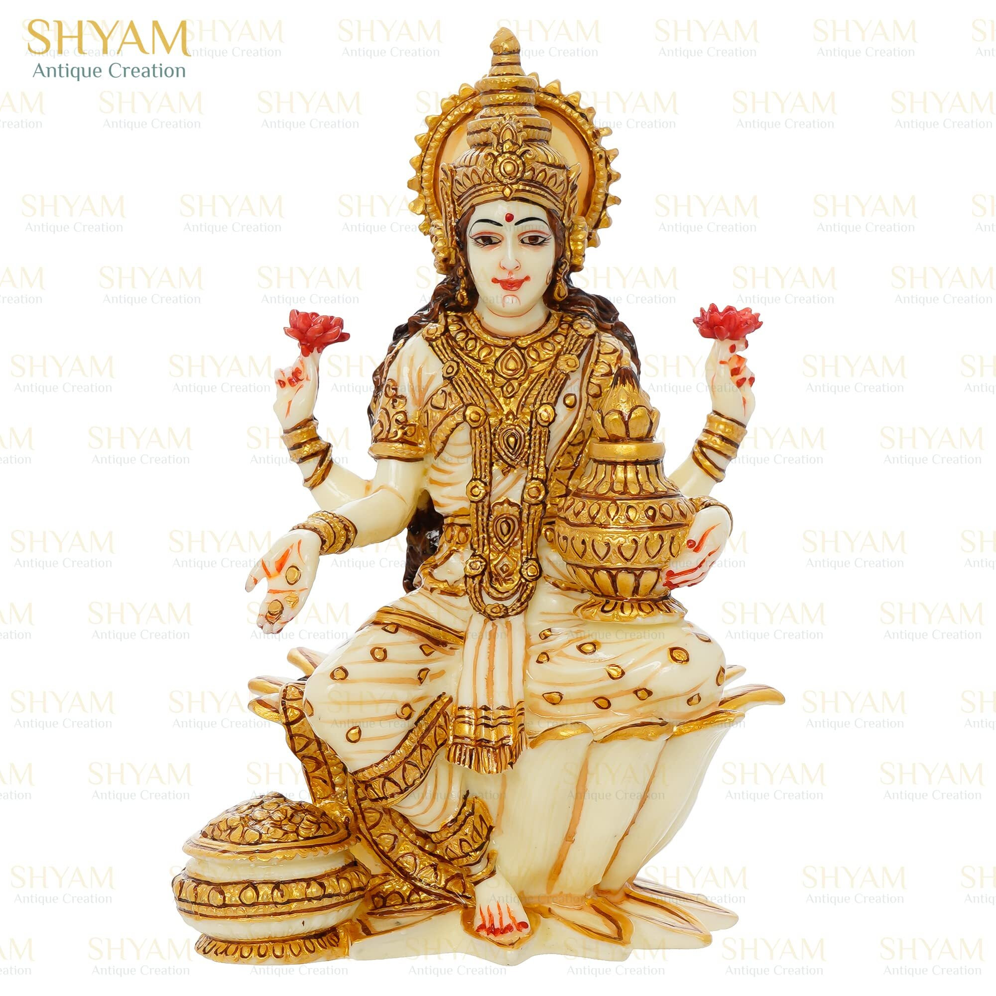 Shyam Antique Creation 7 Goddess Laxmi Idol for Home & Office Puja I Living Room I Showpiece I Pooja Room I Laxmi ji Statue I Laxmi ji murti I MATA Rani I Devi Ma I Diwali Puja, Marble