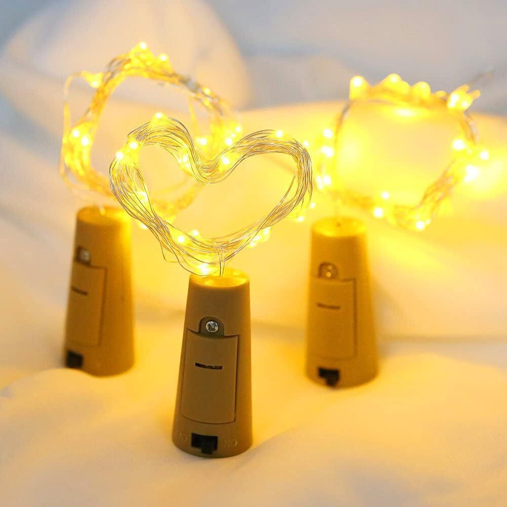 Groeien Cork Lights for Wine Bottles, 20 LED Copper Wire Bottle Lights String Starry LED Lights for Bottle DIY, Decor, Diwali, Christmas(Batteries Included)