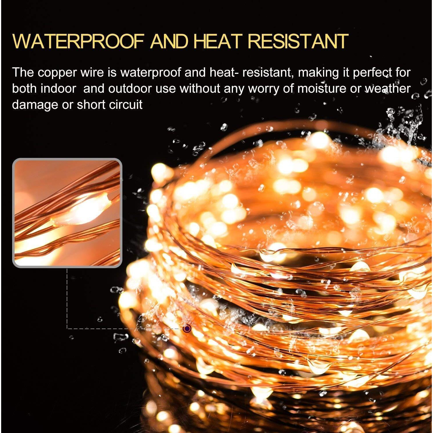Groeien Copper 10 Meter Fairy String Lights with USB Powered Led Light for DIY, Decor, Diwali, Christmas