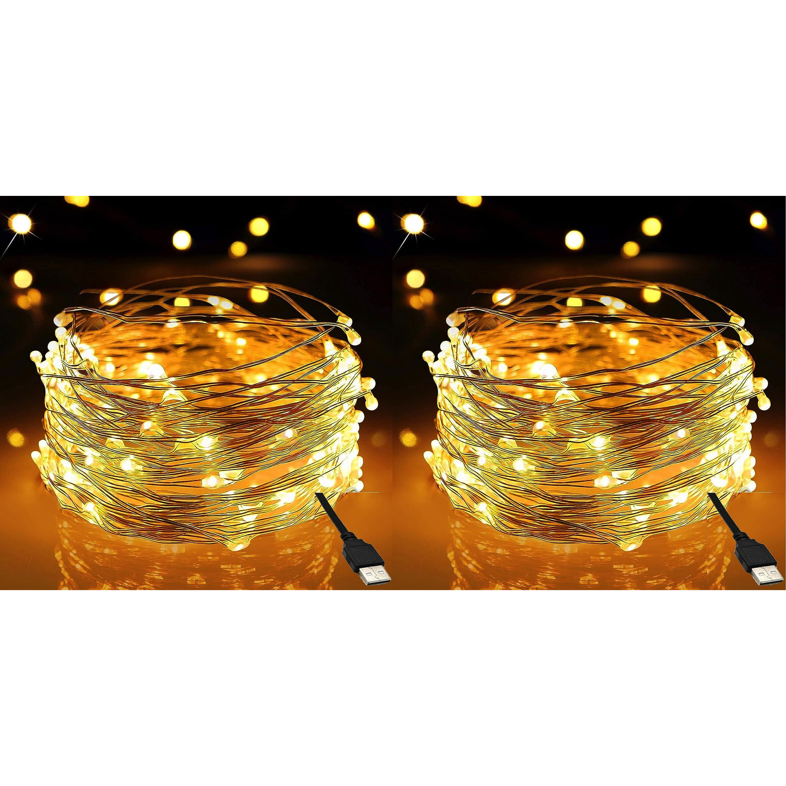 Groeien Pack of 2 Copper 5 Meter Fairy String Lights with USB Powered Led Light for DIY, Decor, Diwali, Christmas