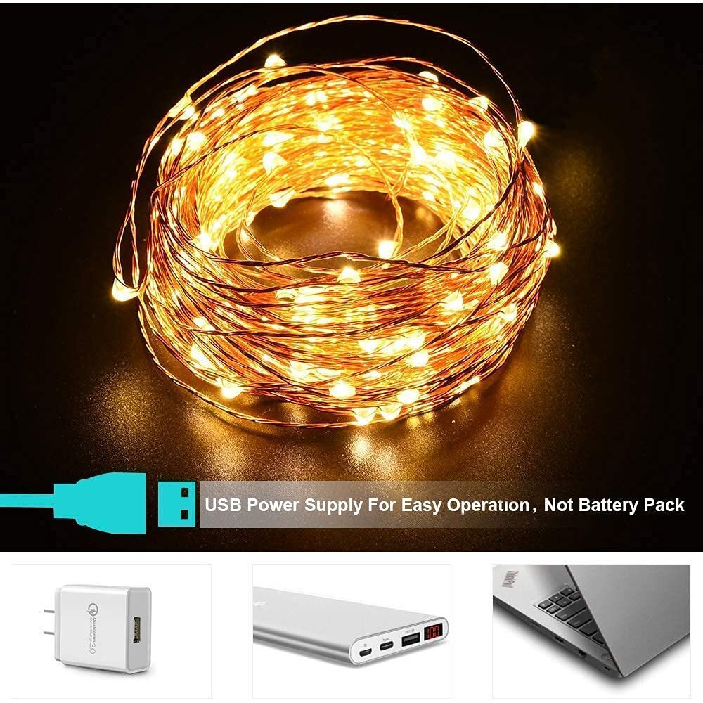 Groeien Pack of 2 Copper 5 Meter Fairy String Lights with USB Powered Led Light for DIY, Decor, Diwali, Christmas