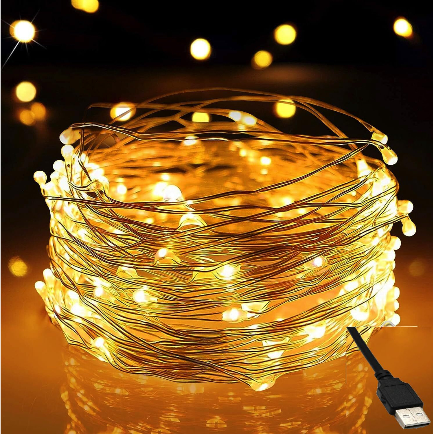 Groeien Copper 5 Meter Fairy String Lights with USB Powered Led Light for DIY, Decor, Diwali, Christmas