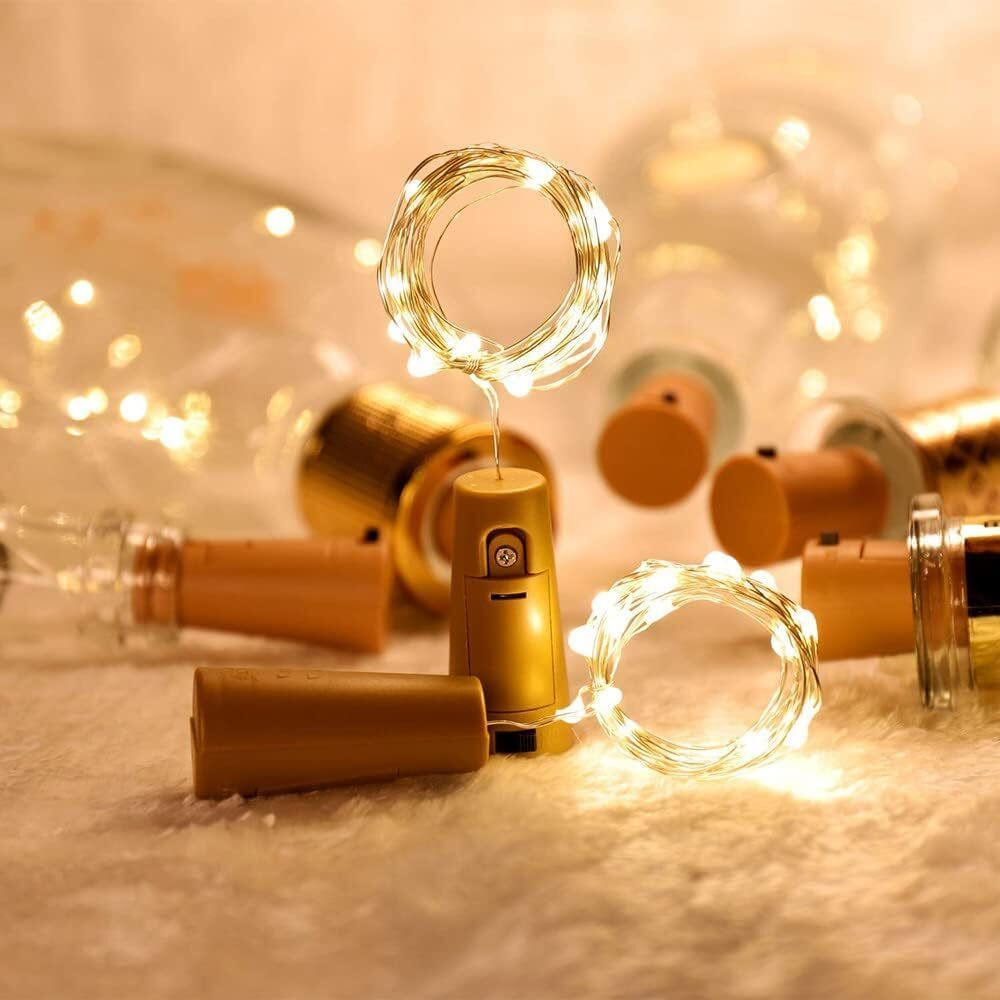 Groeien Pack of 16 Cork Lights for Wine Bottles, 20 LED Copper Wire Bottle Lights String Starry LED Lights for Bottle DIY, Decor, Diwali, Christmas(Batteries Included)