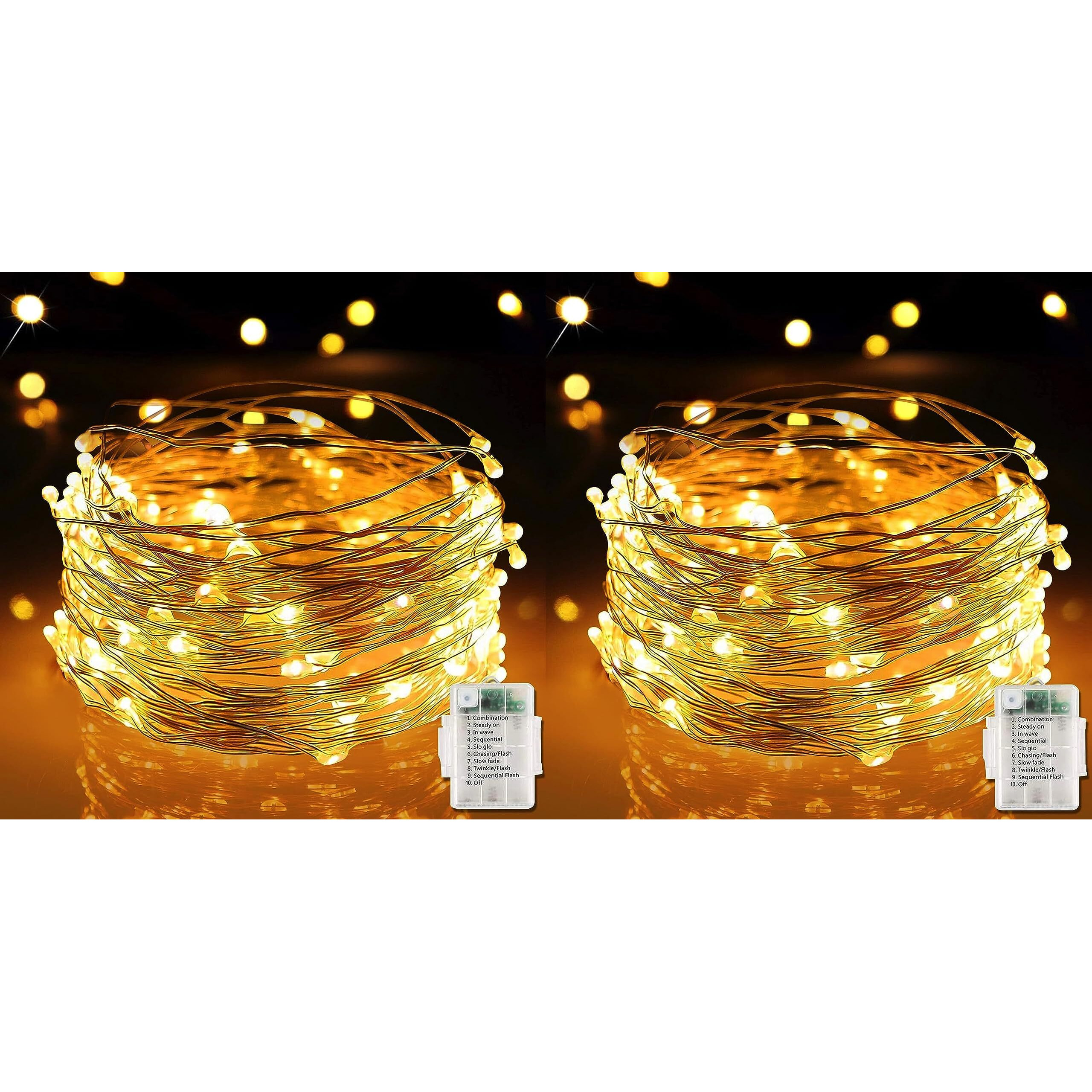 Groeien Pack of 2 Copper 5 Meter Fairy String Lights with Battery Powered Led Light for DIY, Decor, Diwali, Christmas(Batteries not Included)