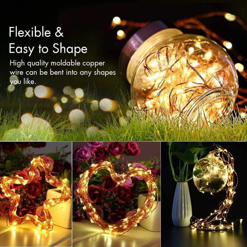 Groeien Pack of 2 Copper 5 Meter Fairy String Lights with Battery Powered Led Light for DIY, Decor, Diwali, Christmas(Batteries not Included)