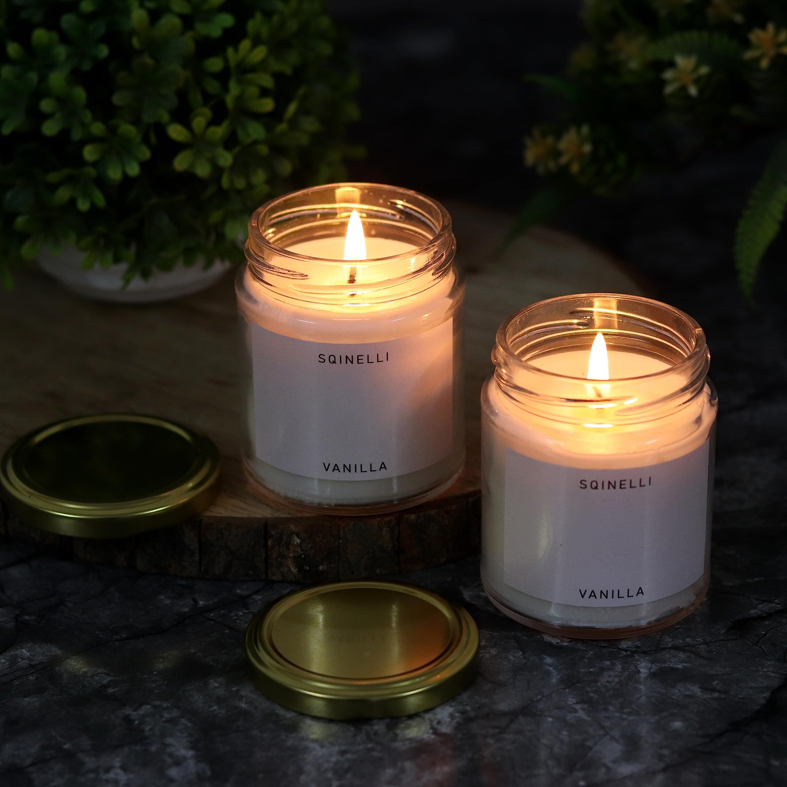 Sqinelli Scented Candles - Vanilla Scent - 1 pc - Burn Time  35 Hour - Soy Wax Candle for Home Decoration, Diwali, Birthday, Valentines Day, New Year, Christmas, Bedroom, Indoor, Outdoor