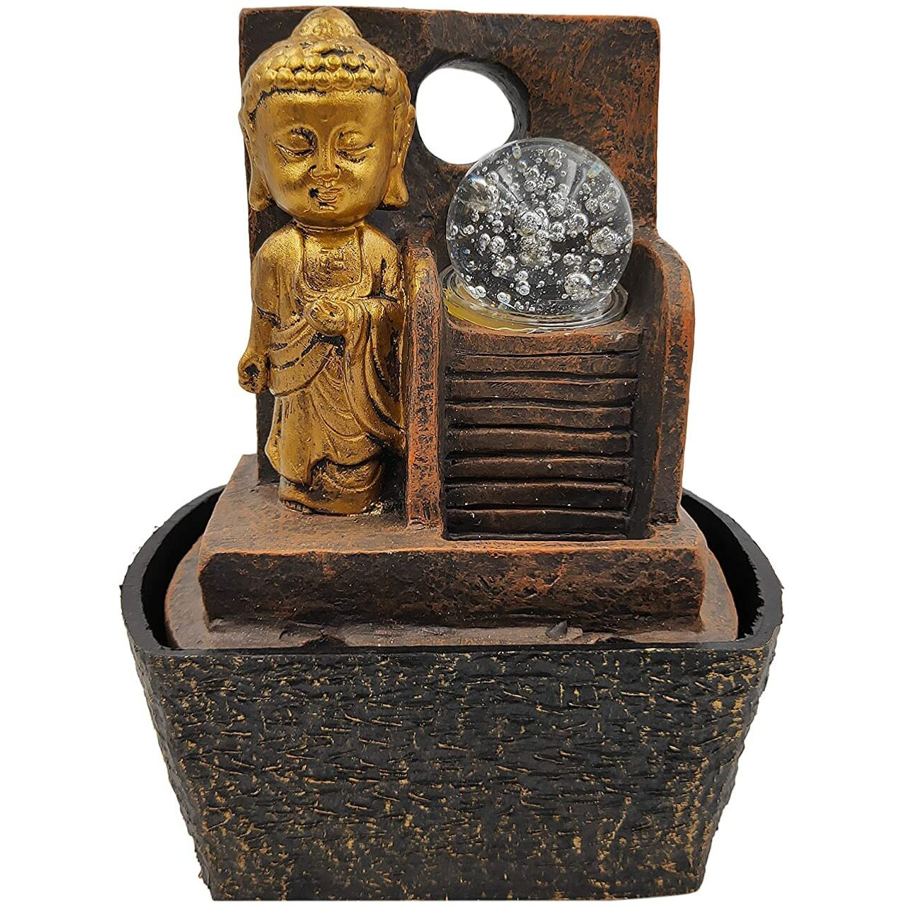 GTC Beautiful Lord Buddha Mini Waterfall Fountain Show with Electric Water Pump for Home Decoration for Diwali birthday anniversary showpiece for Drawing Room Living Room (1731)