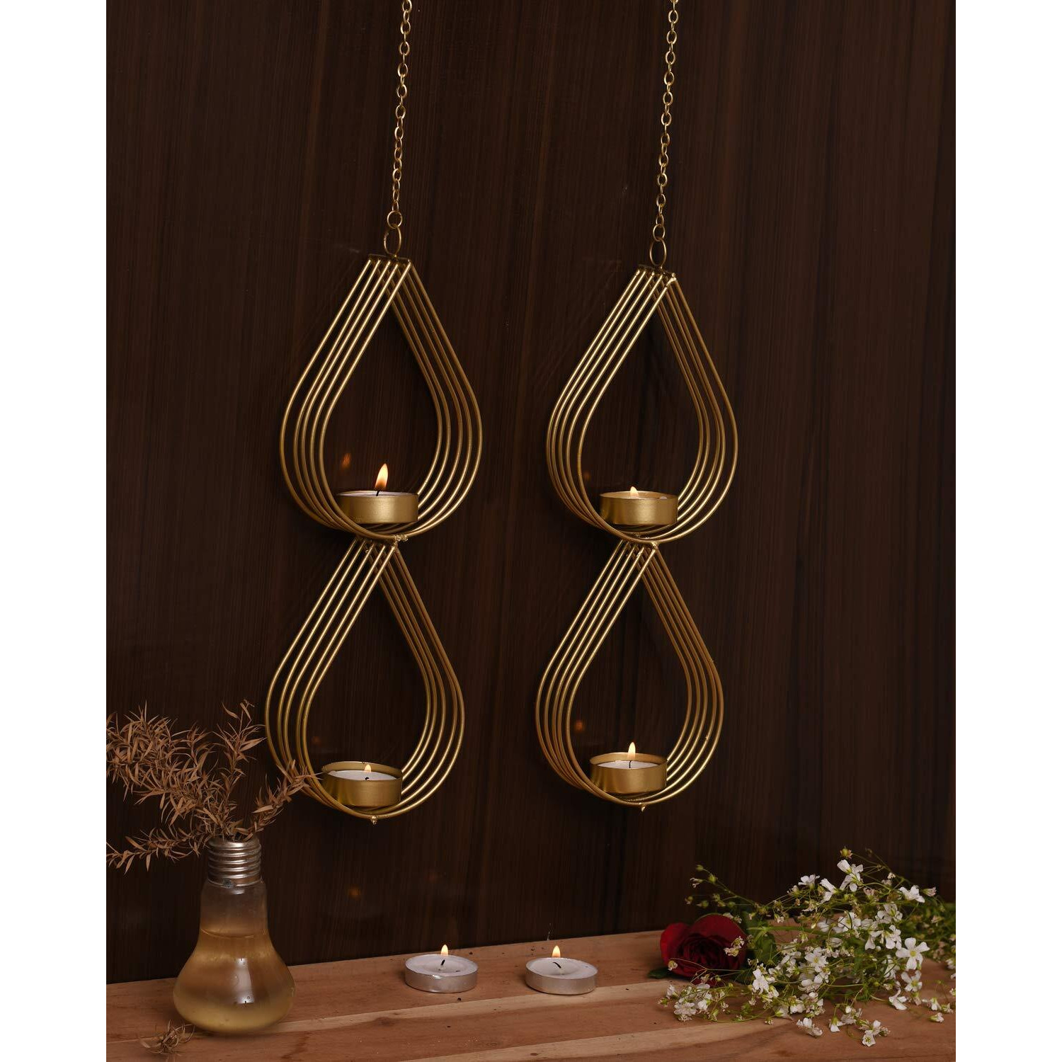 Collectible India Tealight Candle Holder Wall Hanging Metal Sconce Tea light Candles for Home Diwali Decoration Items - Diwali Decorations - Diwali Gifts for Family and Friends Corporate Clients