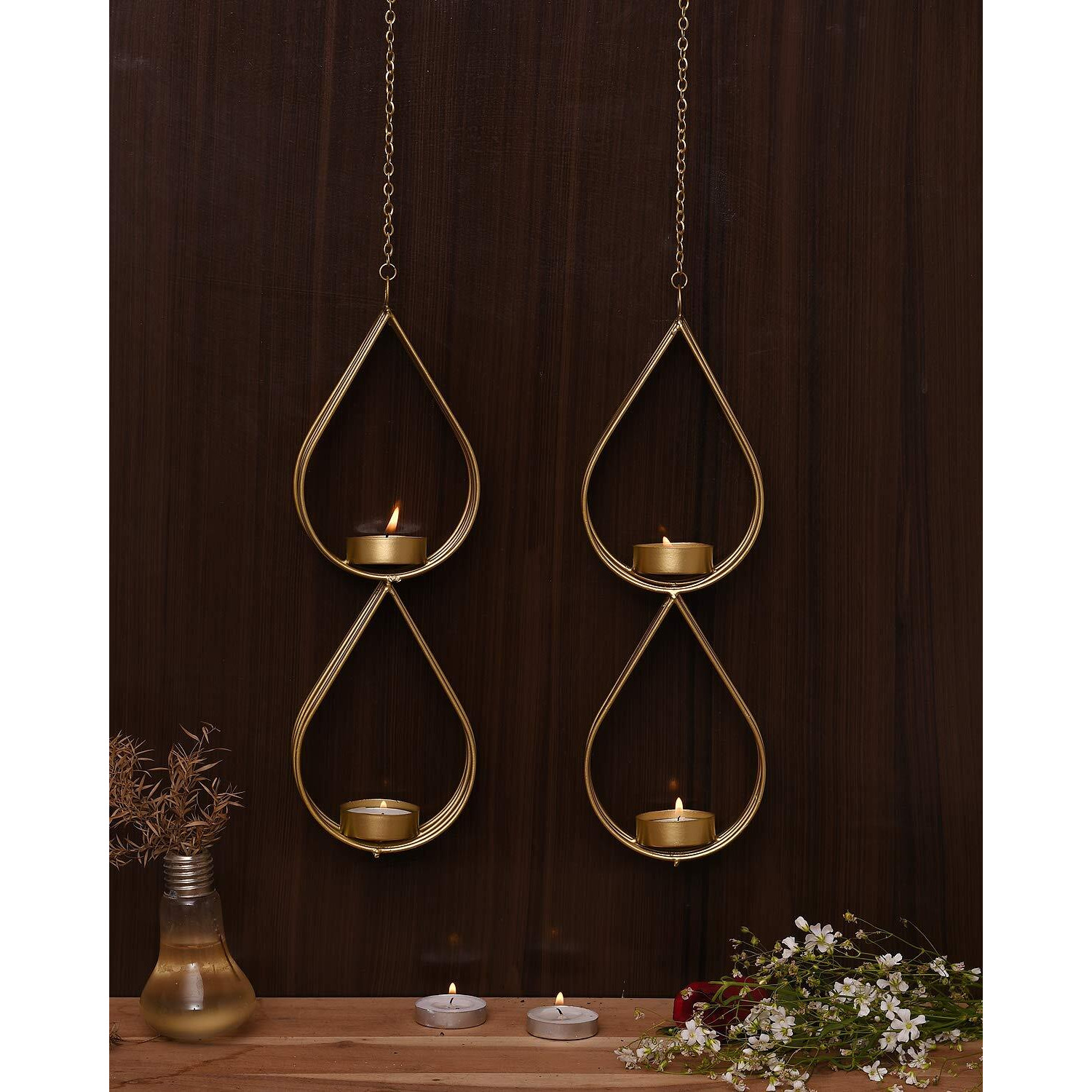 Collectible India Tealight Candle Holder Wall Hanging Metal Sconce Tea light Candles for Home Diwali Decoration Items - Diwali Decorations - Diwali Gifts for Family and Friends Corporate Clients