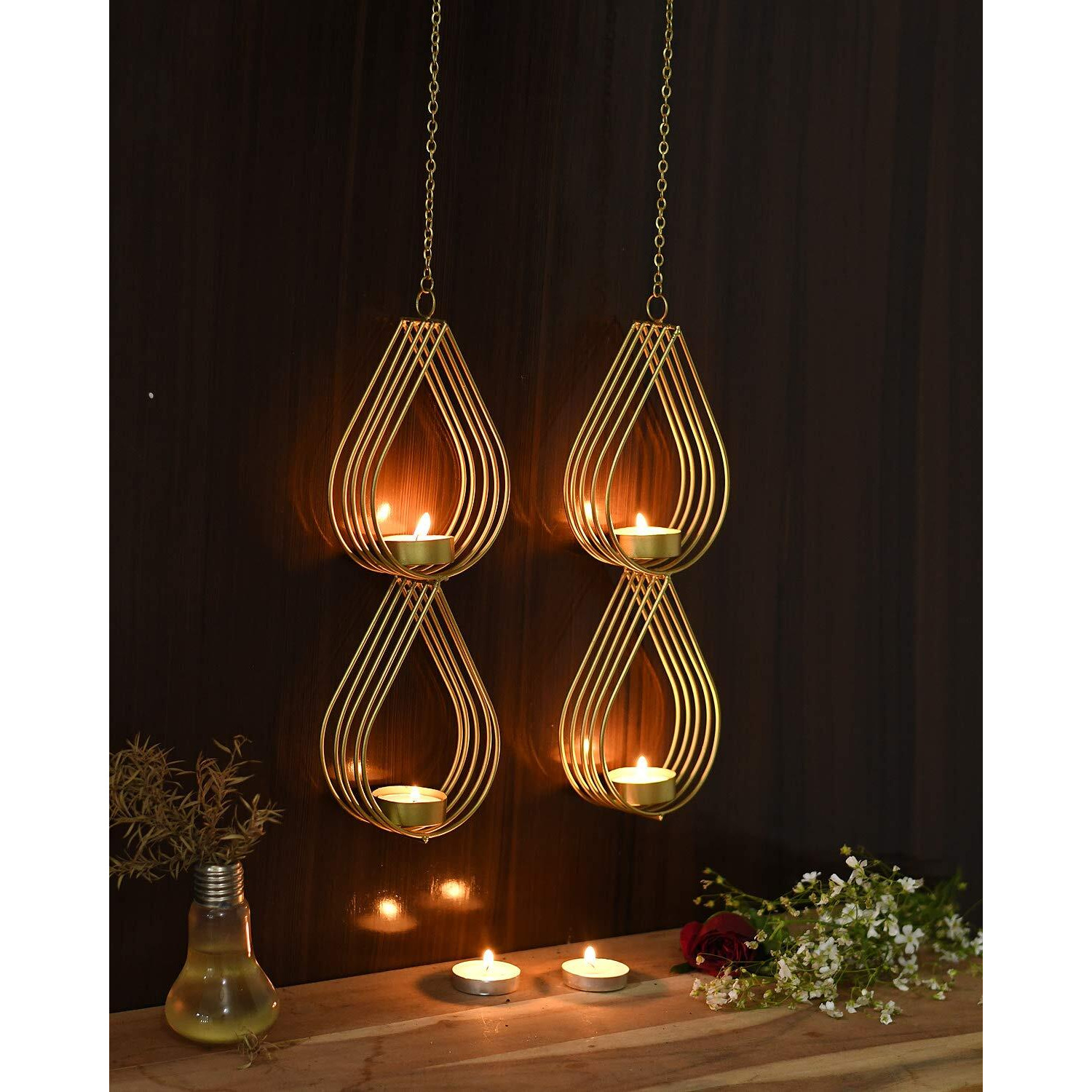 Collectible India Tealight Candle Holder Wall Hanging Metal Sconce Tea light Candles for Home Diwali Decoration Items - Diwali Decorations - Diwali Gifts for Family and Friends Corporate Clients