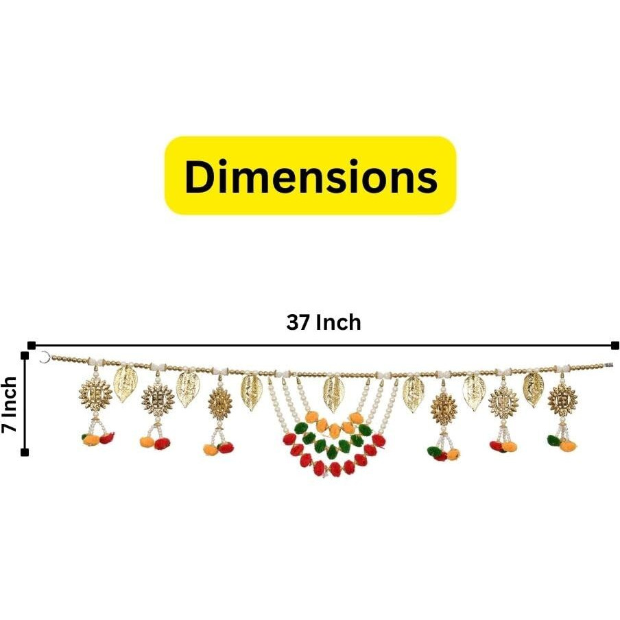 CraftVatika Door Hanging Toran Diwali Home Decoration Pooja Temple Decor Ganesha Swastik Design Toran (Size 37 Inches X 7 Inches), Multicolour
