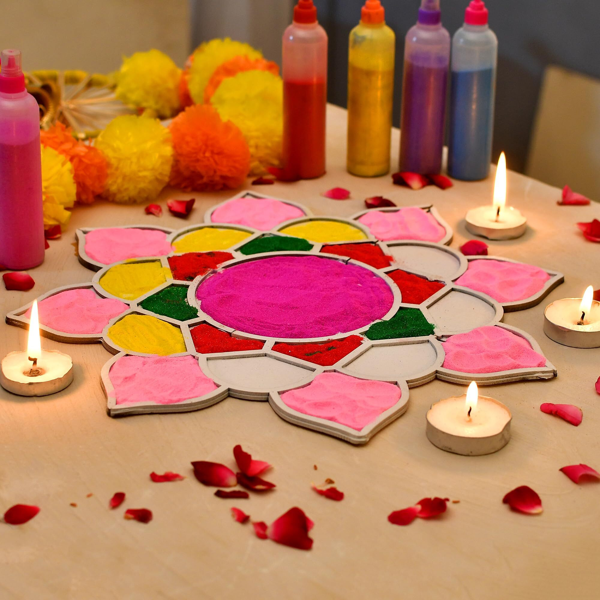 CraftVatika Rangoli Making Tools Kit, Rangoli Template for Diwali Decor, Reusable, Waterproof Floating Rangoli Template, Diwali Decoration Item for Home Office, 12 Inches (Type 1)