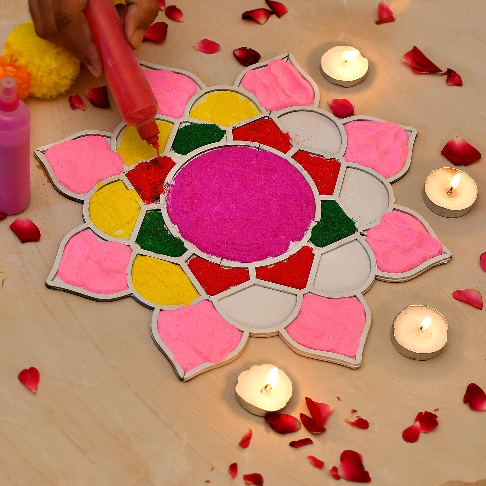 CraftVatika Rangoli Making Tools Kit, Rangoli Template for Diwali Decor, Reusable, Waterproof Floating Rangoli Template, Diwali Decoration Item for Home Office, 12 Inches (Type 1)