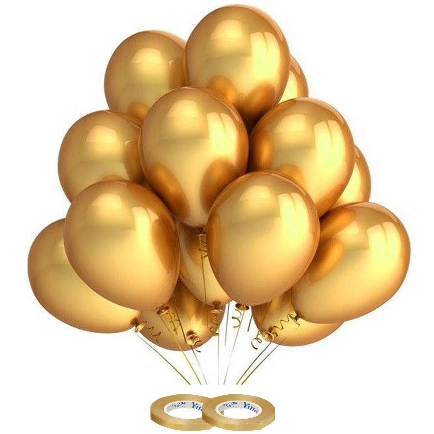 AMFIN 10 Inch (Pack Of 50) Dark Golden Metallic Balloons for Birthday Decoration , Decoration for Weddings , Engagement , Baby Shower Decoration Items , 1st Birthday Party Decoration Items , Anniversary Party , Bachelors Party , Office Party , Diwali , New Year Party , Christmas Decoration Items.