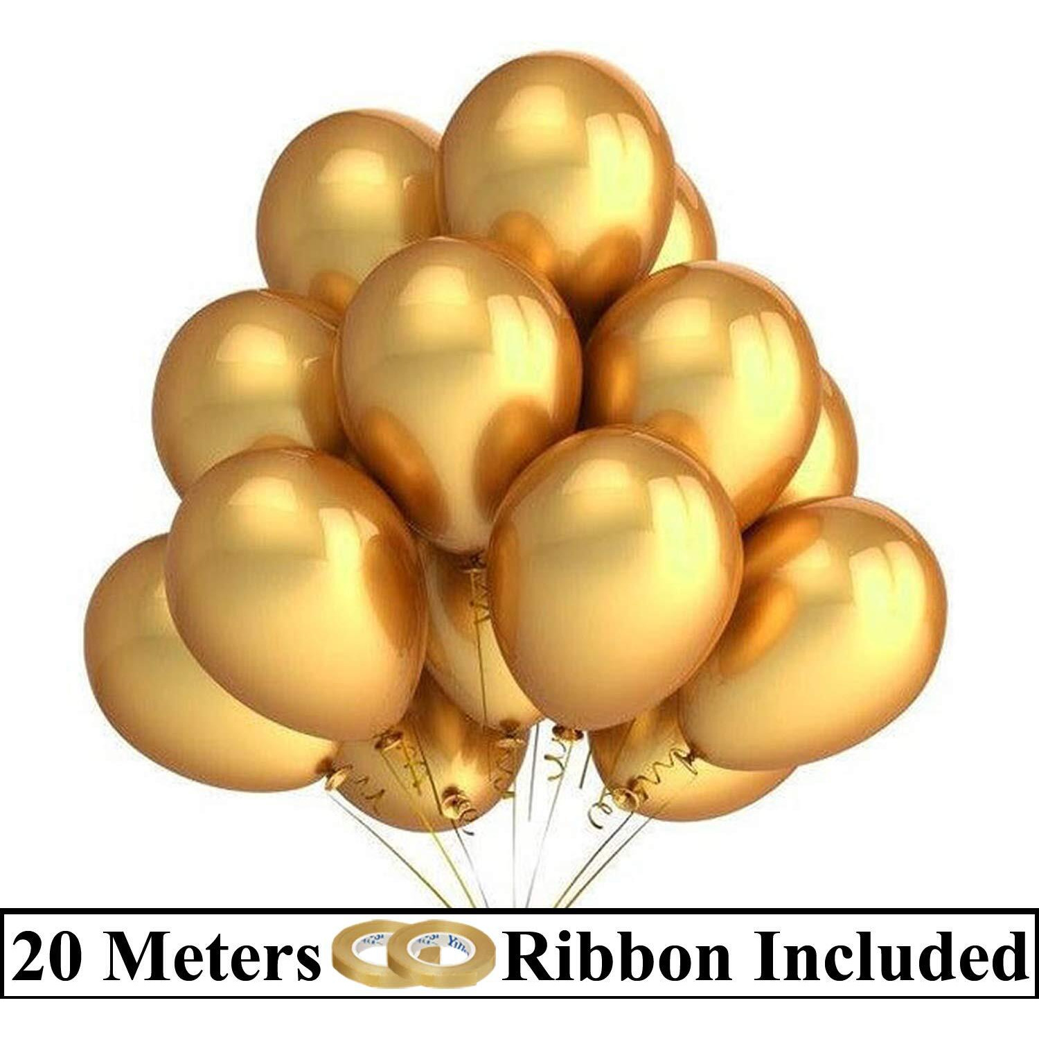 AMFIN 10 Inch (Pack Of 50) Dark Golden Metallic Balloons for Birthday Decoration , Decoration for Weddings , Engagement , Baby Shower Decoration Items , 1st Birthday Party Decoration Items , Anniversary Party , Bachelors Party , Office Party , Diwali , New Year Party , Christmas Decoration Items.
