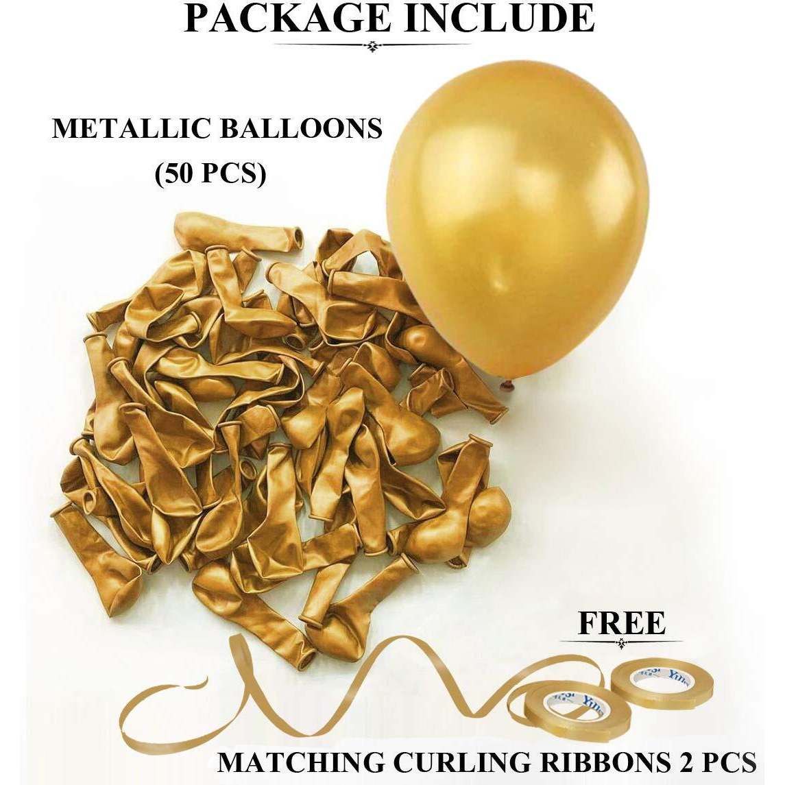 AMFIN 10 Inch (Pack Of 50) Dark Golden Metallic Balloons for Birthday Decoration , Decoration for Weddings , Engagement , Baby Shower Decoration Items , 1st Birthday Party Decoration Items , Anniversary Party , Bachelors Party , Office Party , Diwali , New Year Party , Christmas Decoration Items.