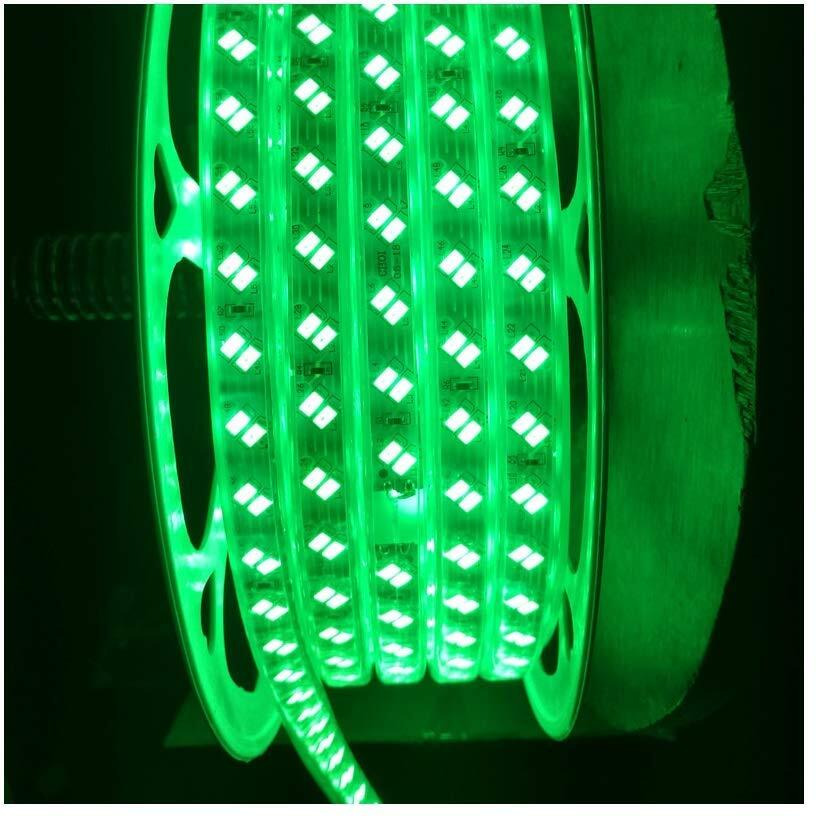 Mufasa Dual Row LED Rope Light Indoor Outdoor Strip Home Decoration Lights, Diwali Festival Lights False Ceiling, Balcony 220V AC (Non Adhesive Back) (Green 2 Meter)