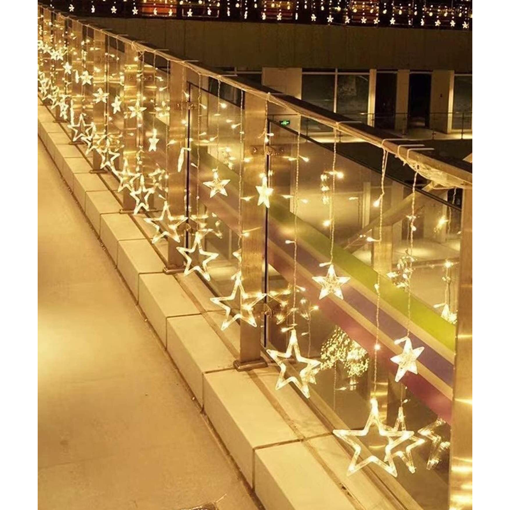 The Purple Tree Decorative Yellow Star Curtain Light for Diwali and Christmas (2.5 m, 1 Set)(Plastic, LED, Corded Electric)