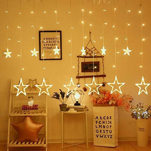 The Purple Tree Decorative Yellow Star Curtain Light for Diwali and Christmas (2.5 m, 1 Set)(Plastic, LED, Corded Electric)