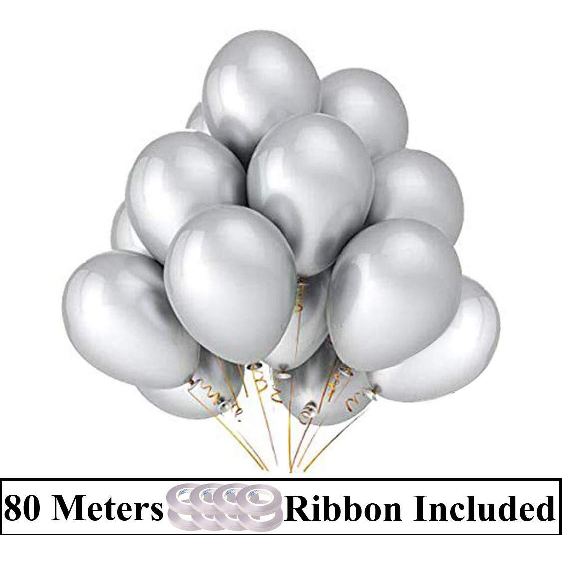 AMFIN 10 Inch (Pack Of 200) Silver Metallic Balloons for Birthday Decoration , Frozen Theme Party Decoration Items , Decoration for Weddings , Engagement , Baby Shower Decoration Items , 1st Birthday Party Decoration Items , Anniversary Party , Bachelors Party , Office Party , Diwali , New Year Party , Christmas Decoration Items