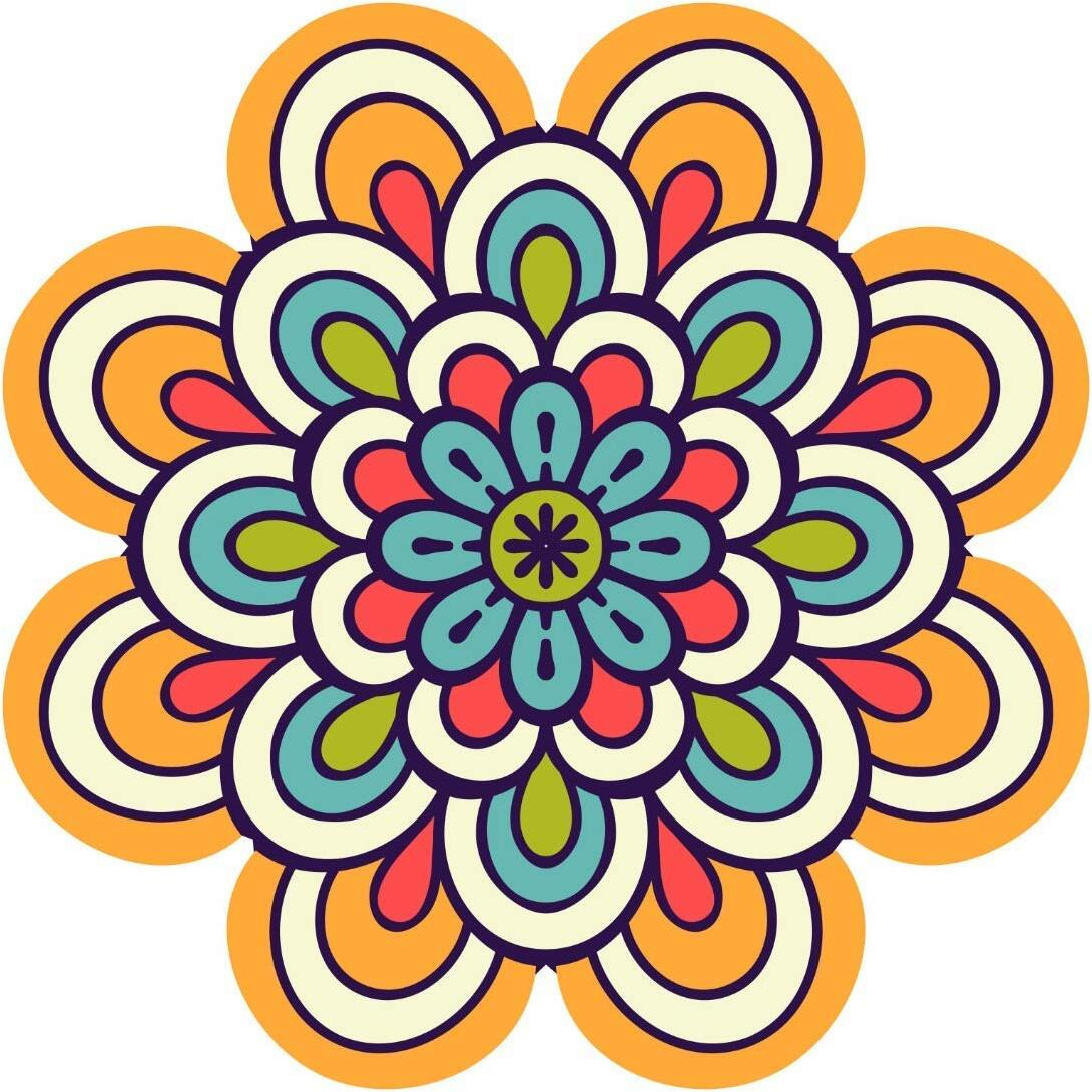 PRINTELLIGENT Diwali Rangoli Sticker PVC Vinyl (Floor/Table Sticker) 60cm X 60cm Multi design. (Design D)