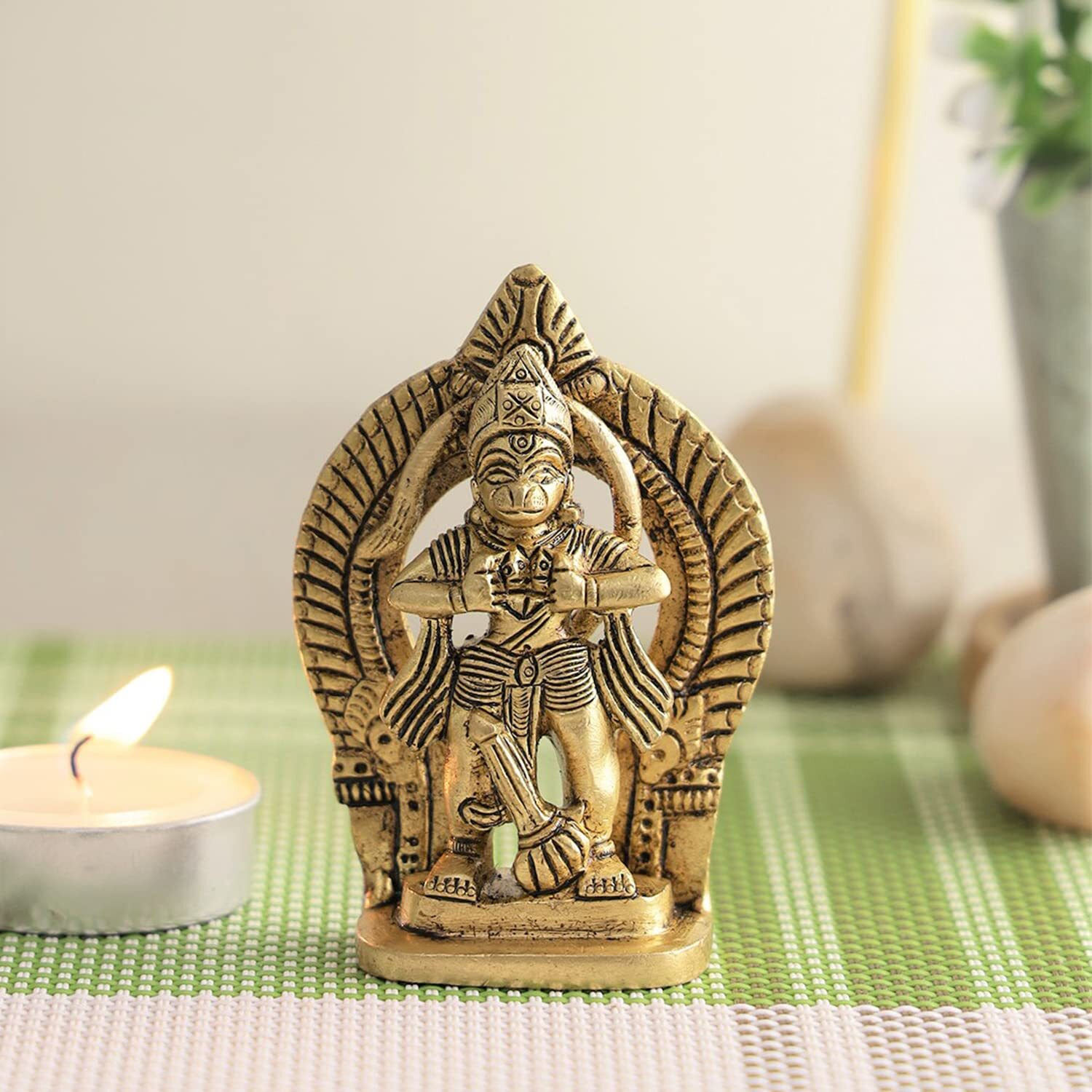 CraftVatika Hanuman Murti for Home Puja Brass Hanuman Idol Showpiece Statue Balaji Bajrangbali Murti for Ghar, Diwali Decoration Item Gifts for Brother Sister Father Mother Employees Clients