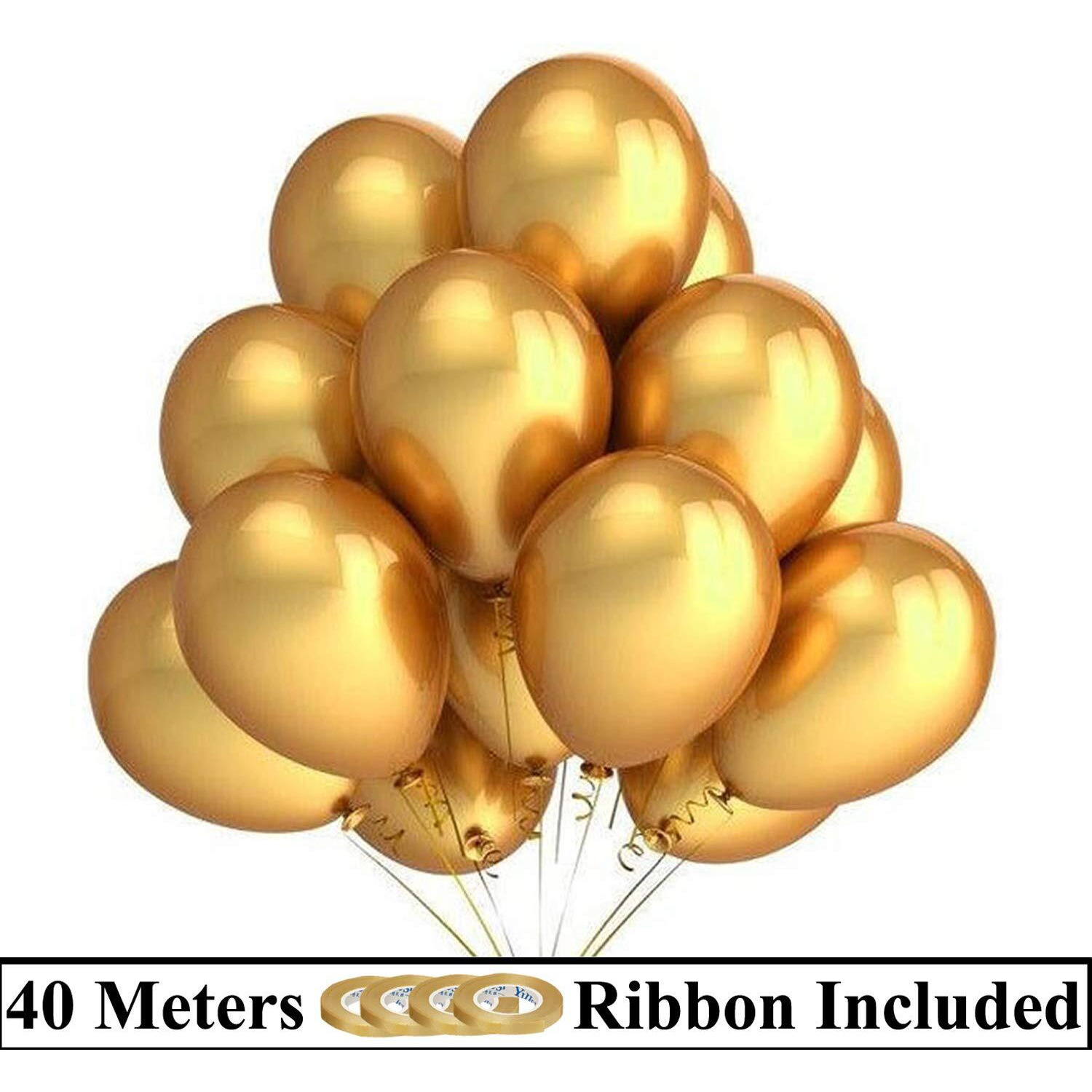 AMFIN 10 Inch (Pack Of 100) Dark Golden Metallic Balloons for Birthday Decoration , Decoration for Weddings , Engagement , Baby Shower Decoration Items , 1st Birthday Party Decoration Items , Anniversary Party , Bachelors Party , Office Party , Diwali , New Year Party , Christmas Decoration Items.