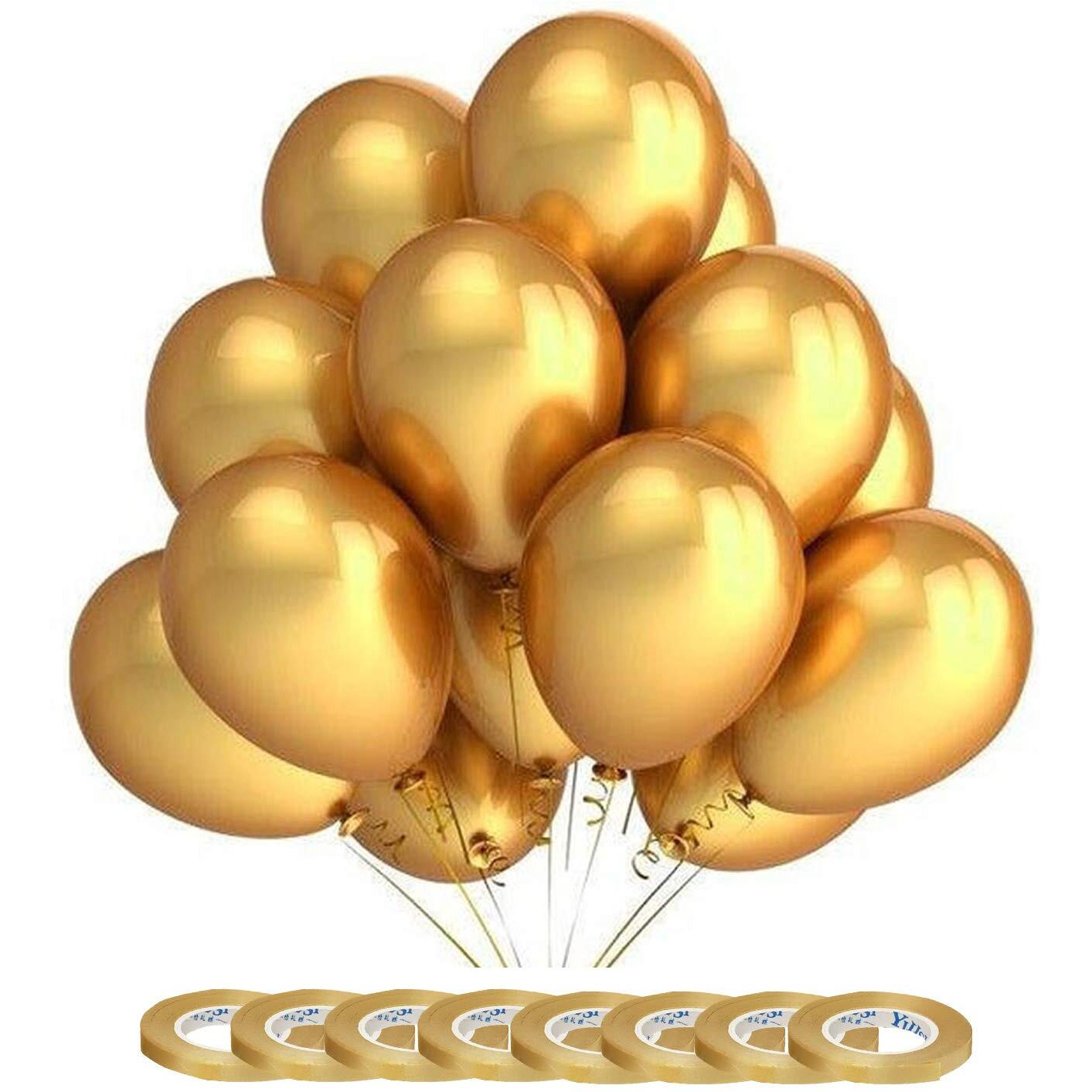 AMFIN 10 Inch (Pack Of 200) Dark Golden Metallic Balloons for Birthday Decoration ,Decoration for Weddings , Engagement , Baby Shower Decoration Items , 1st Birthday Party Decoration Items , Anniversary Party , Bachelors Party , Office Party , Diwali , New Year Party , Christmas Decoration Items