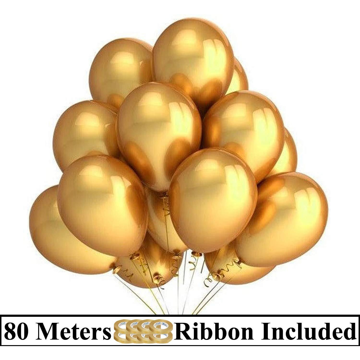 AMFIN 10 Inch (Pack Of 200) Dark Golden Metallic Balloons for Birthday Decoration ,Decoration for Weddings , Engagement , Baby Shower Decoration Items , 1st Birthday Party Decoration Items , Anniversary Party , Bachelors Party , Office Party , Diwali , New Year Party , Christmas Decoration Items