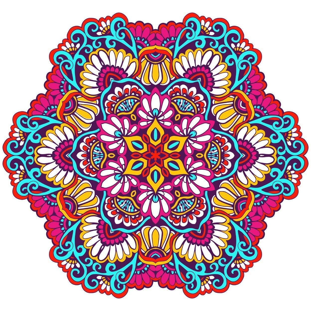 PRINTELLIGENT Diwali Rangoli Sticker PVC Vinyl (Floor/Table Sticker) 60cm X 60cm Multi design. (Design I)