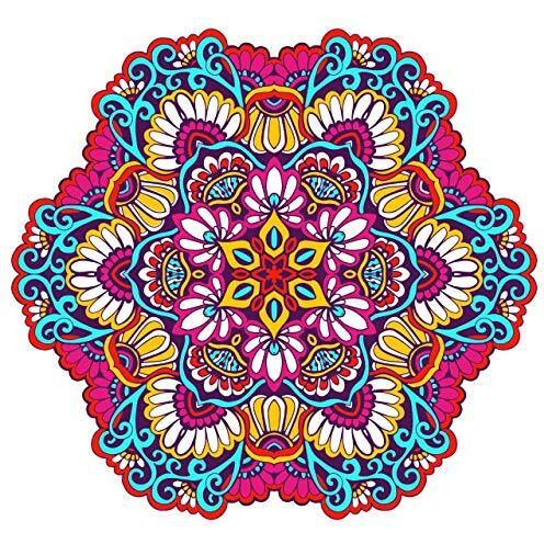 PRINTELLIGENT Diwali Rangoli Sticker PVC Vinyl (Floor/Table Sticker) 60cm X 60cm Multi design. (Design I)