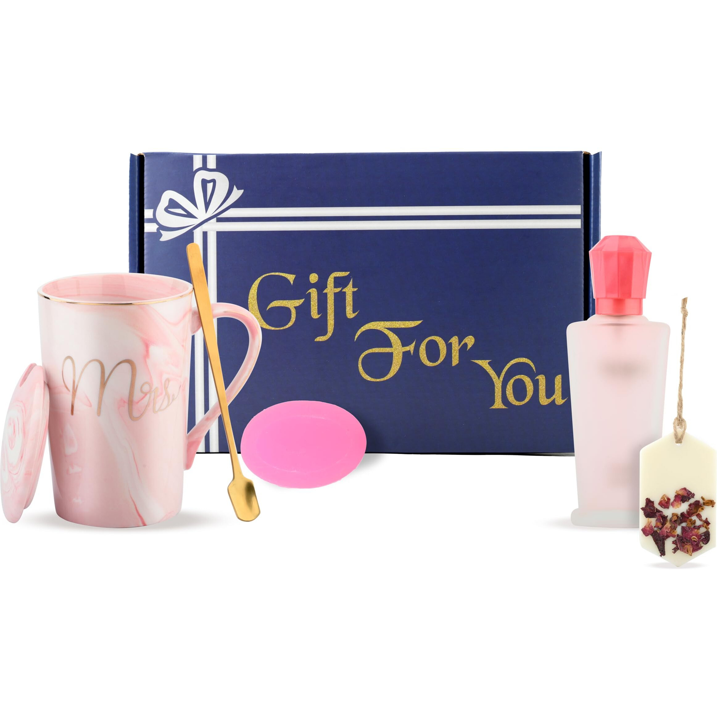 Luxury Gift Set of Women and Men, Diwali Gifts Mrs Coffee Mug, Premium Perfume, Bath Soap, Rose Scented Soy Wax Sachet, Anniversary, Engagement, Birthday Gift for Wife, Husband (Gift for Women)