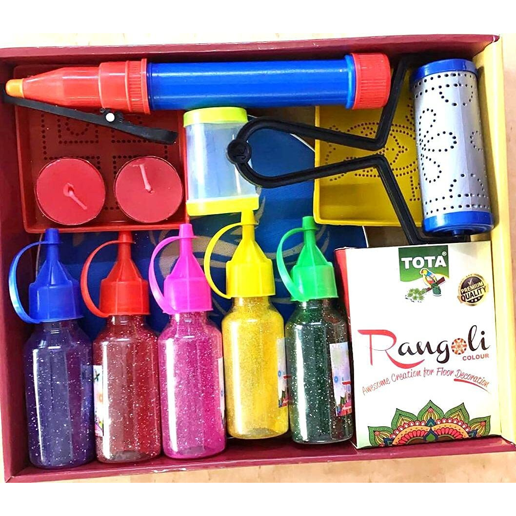 COTTONTEE Home Decor in Plastic Bottle,Rangoli Colour/Birthday/All Festival Multicolor,Paper/Flying Night Sky Light Candle for Diwali/Christmas/Sky Lanterns (Rangoli Glitter kit)
