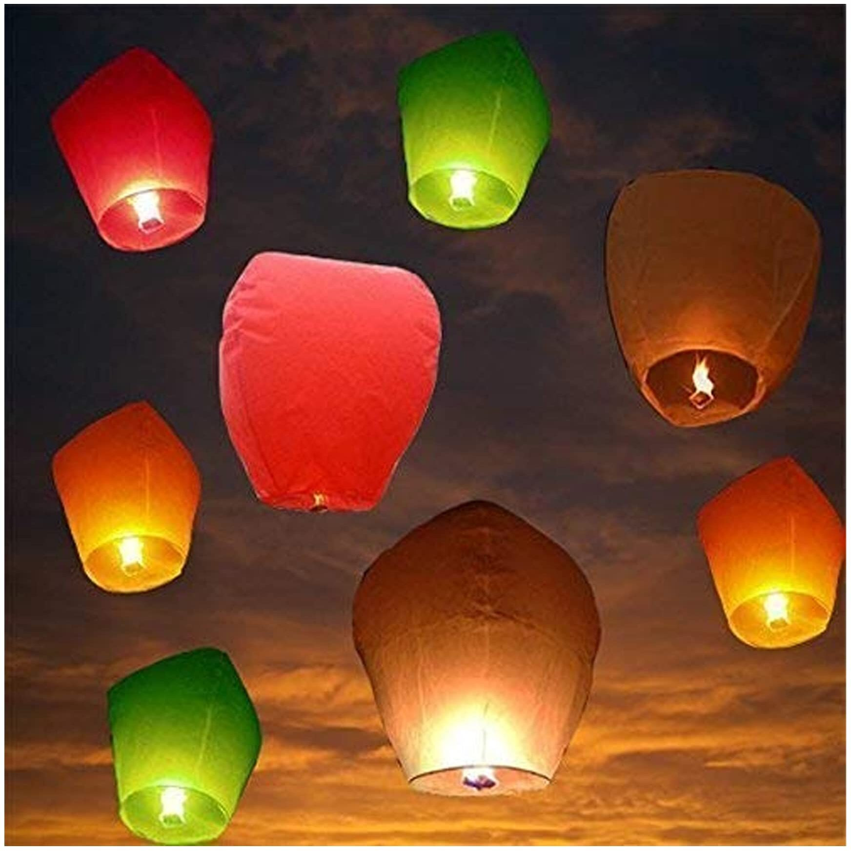 COTTONTEE Home Decor in Plastic Bottle,Rangoli Colour/Birthday/All Festival Multicolor,Paper/Flying Night Sky Light Candle for Diwali/Christmas/Sky Lanterns (Sky Lanterns(Pack of 2))