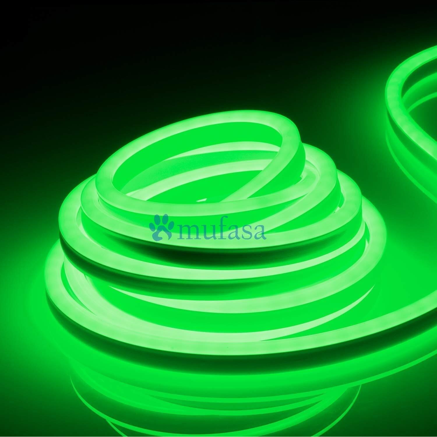 Mufasa LED Neon Light, 8MM Rope Indoor Outdoor Decoration with Connector, Best for Diwali, Festivals 220V AC (NON-ADHESIVE BACK) (Green) (5 Meter)