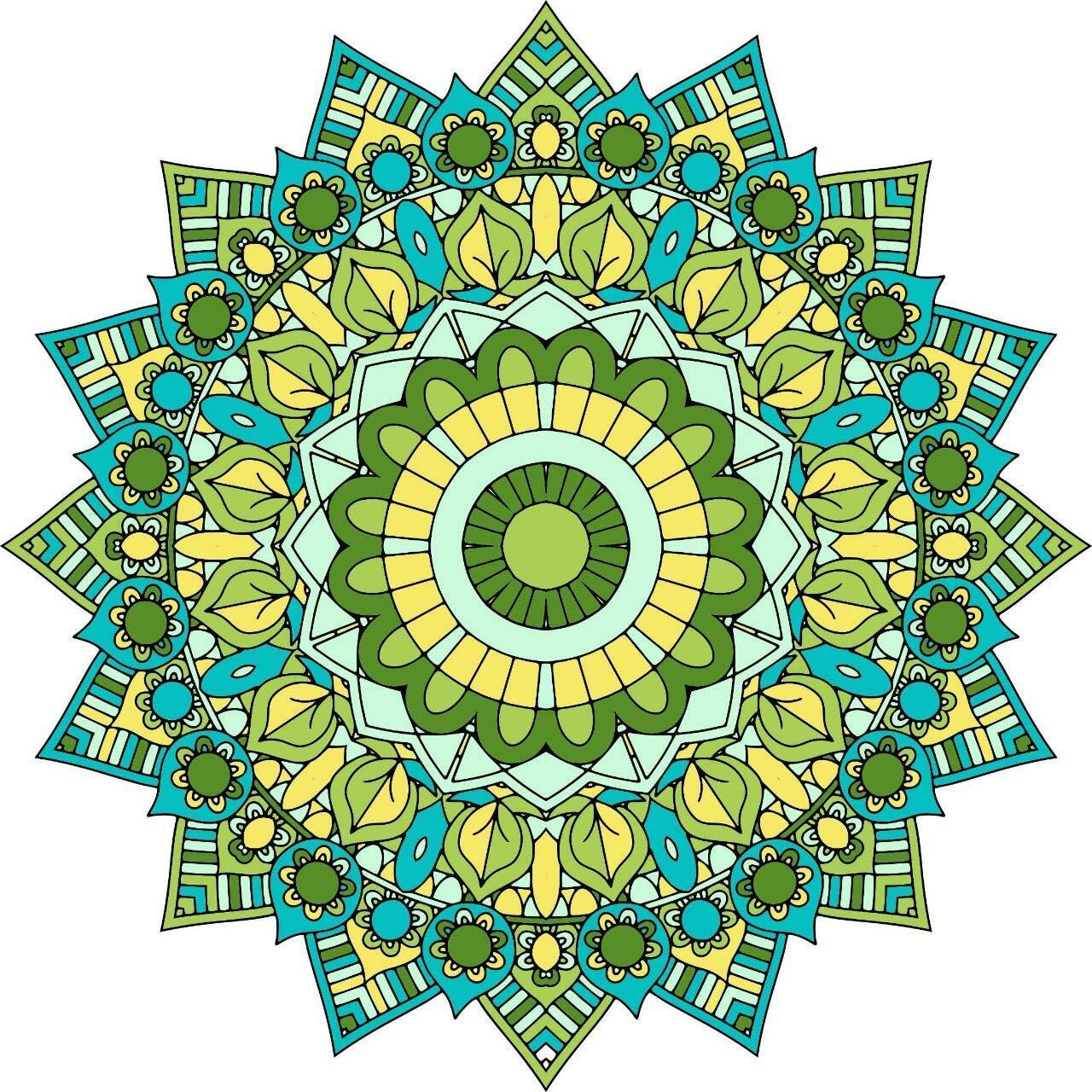 PRINTELLIGENT PVC Vinyl Diwali Rangoli Design Floor/Table Sticker Multi colour (Design 07)